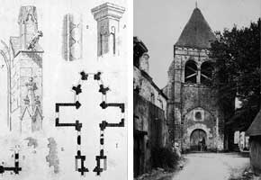 Plan de l'église et Clocher porche