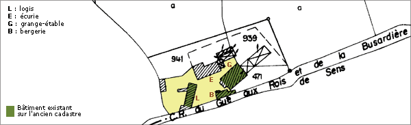 Plan de situation d'après le cadastre de 1988